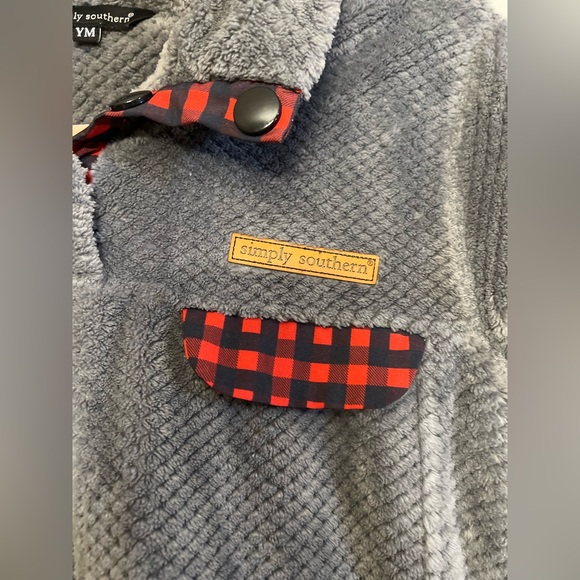 🖤 Boy’s Simply Southern Pullover Fleece | Red & Black Plaid - Picture 2 of 5